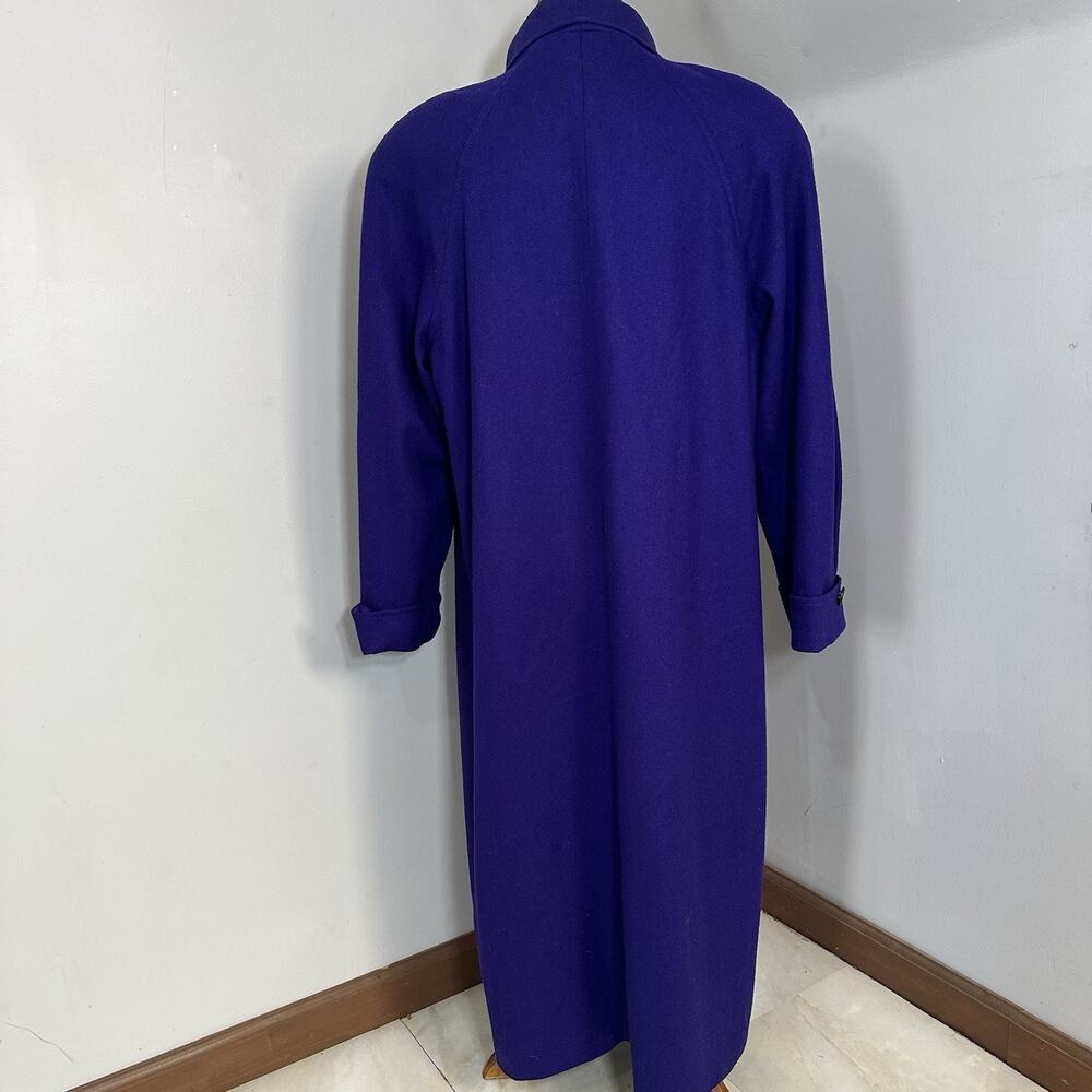 VTG Womens Purple Overcoat Wool Long Winter Trench Large Preppy Old Money ILGWU - Picture 7 of 14
